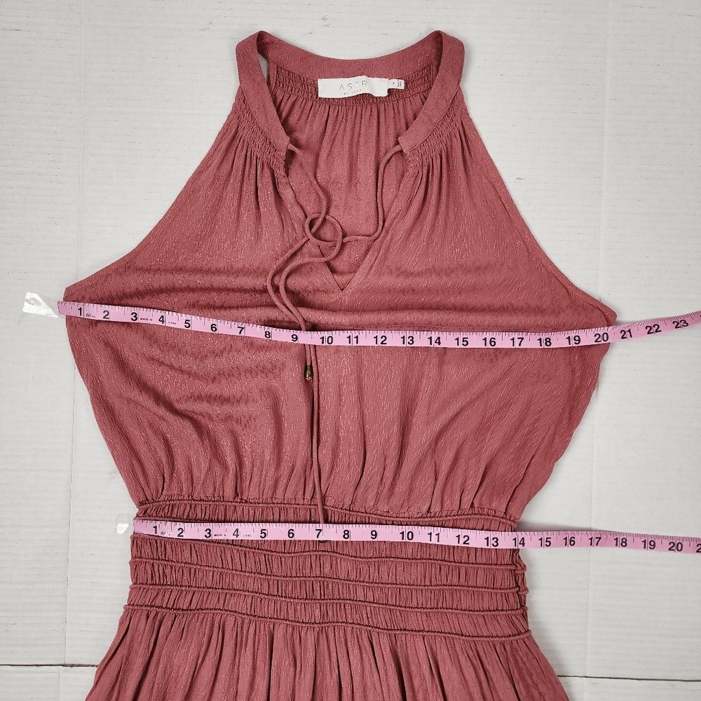Anthropologie Dress ASTR The Label Midi Dress Sleeveless Smocked Dusty Rose M - Picture 7 of 15